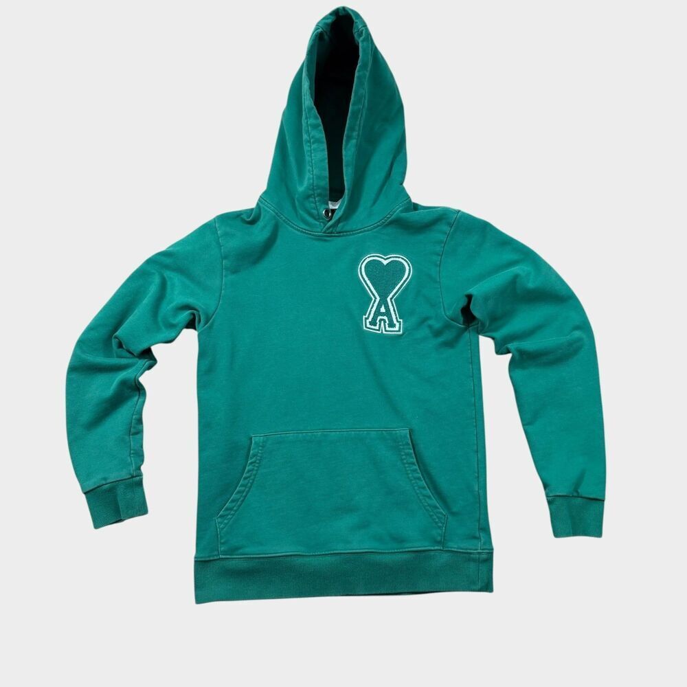 AMI Paris Alexandre Mattiussi Hoodie Green Ami de Coeur Logo XS Portugal